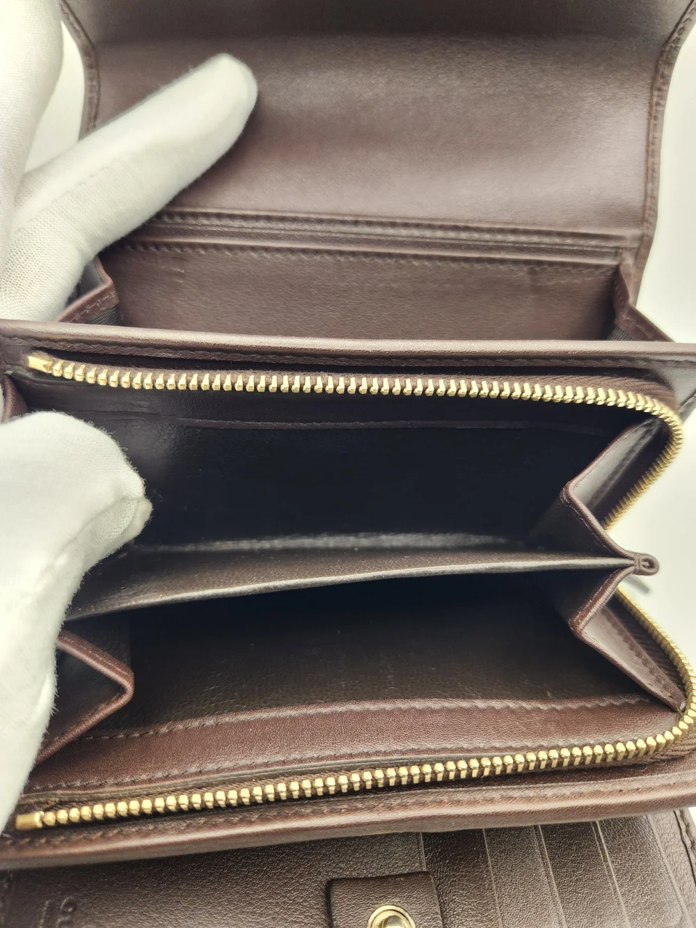 Vintage Gucci Guccissima Brown Leather Metal Bar Wallet
